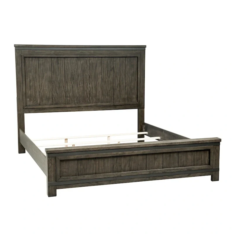 Dark Gray Rustic Panel Bed, Queen/King, 2-Person