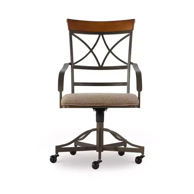 Set of 2 Carter Diamond Shape Cap Back Swivel Dining Chair Metal/Tan/Cherry - Powell