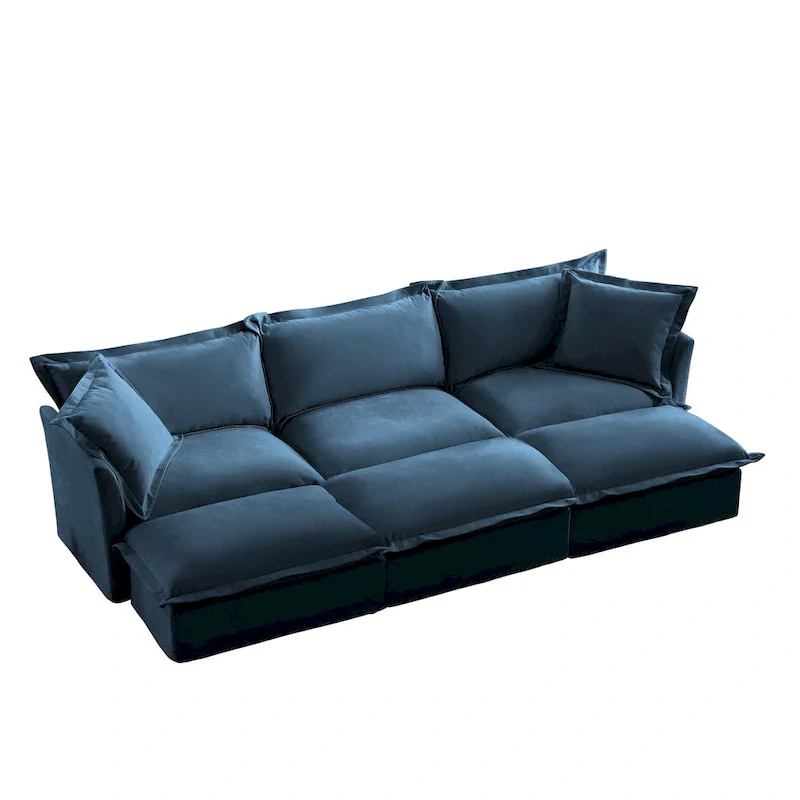 120 Chenille 3-Seater Sectional Sofa with 3 Ottomans