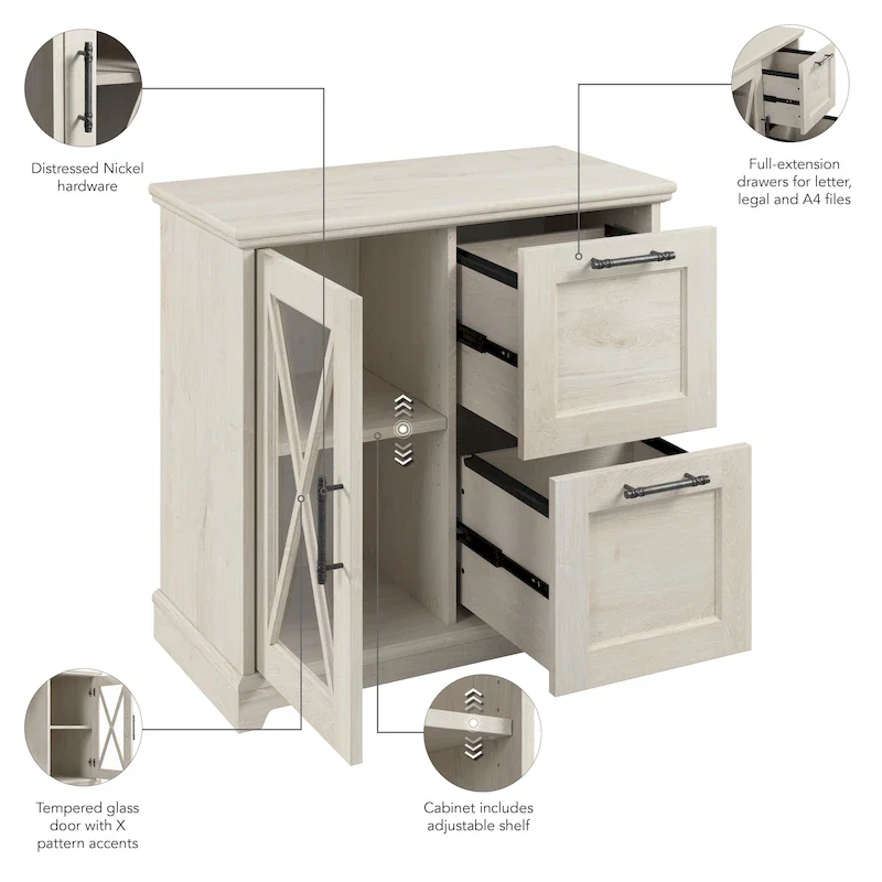 Lennox 2 Drawer Lateral File Cabinet with Shelves by Bush Furniture