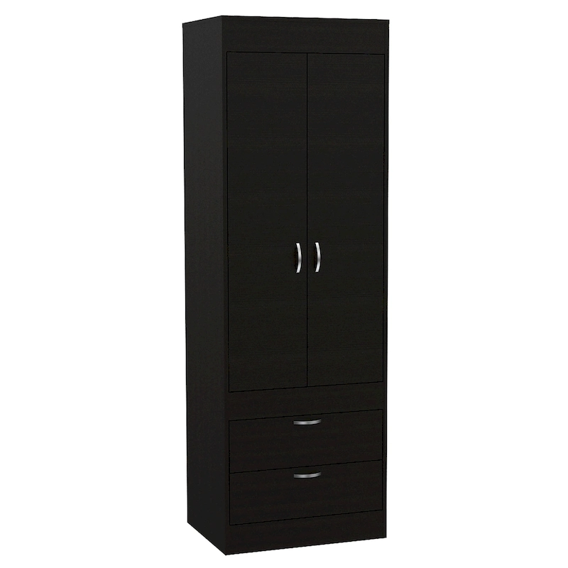 TUHOME Lisboa Armoire with Double Doors, 2 Drawers, and Hanging Rod
