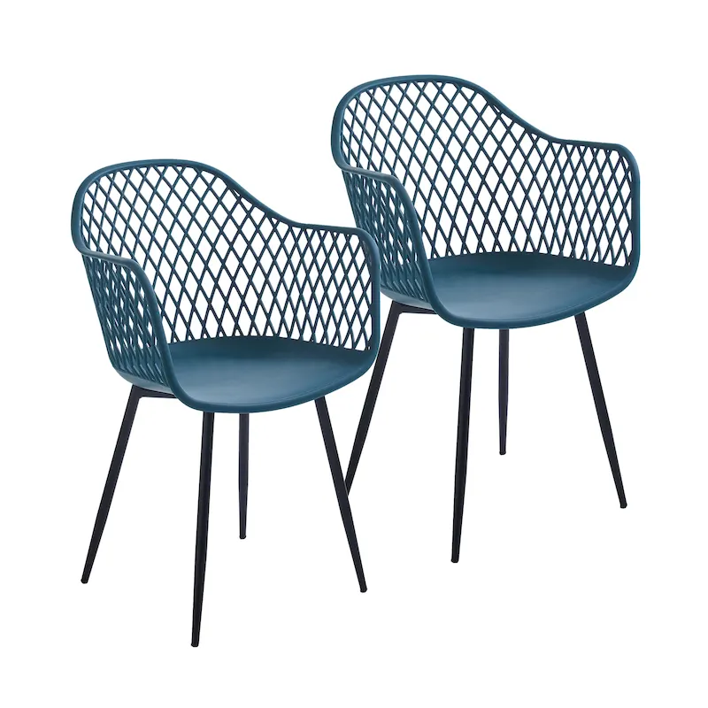 Hard Plastic Dining Chairs w/ Iron Legs (Set of 2)