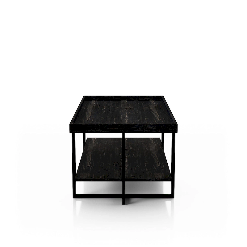 Alivia Rustic Black 47-inch Steel 1-Shelf Coffee Table by Furniture of America