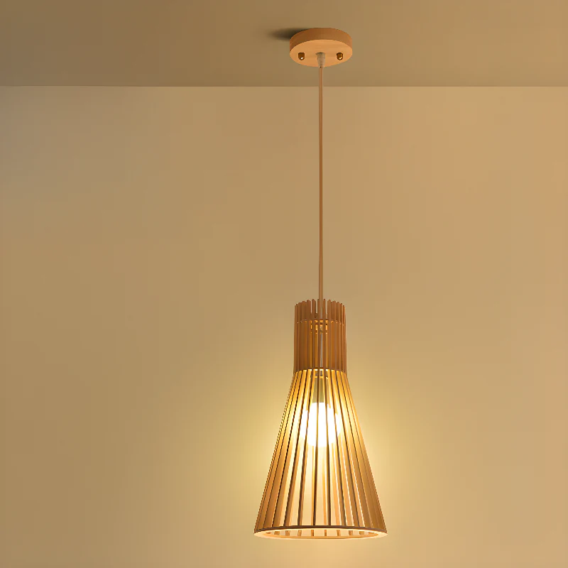 Oriental Adjustable Wood Pendant Light for Kitchen Dining