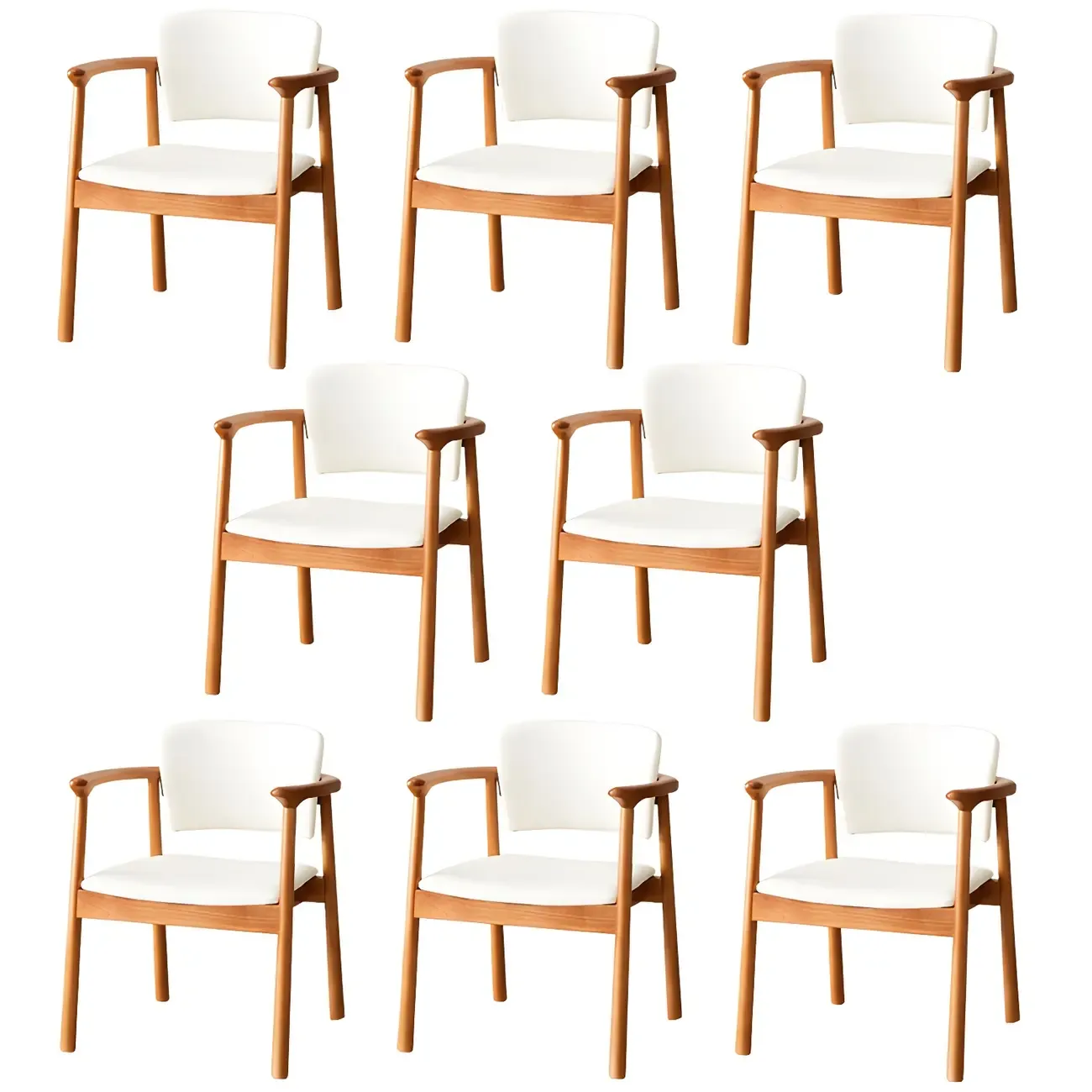 Modern Upholstered Rubberwood Arm Dining Chair Set of 2