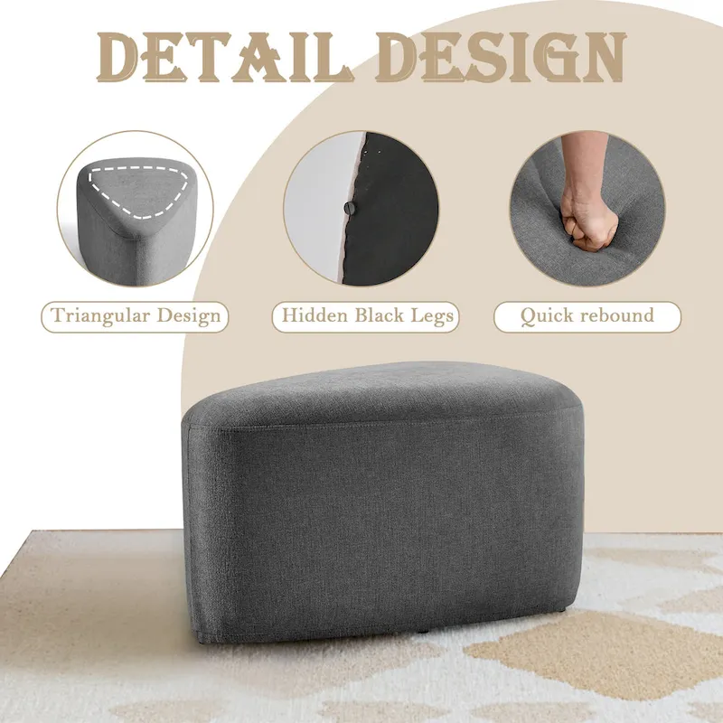 Triangular Chenille Fabric Pouf Ottoman