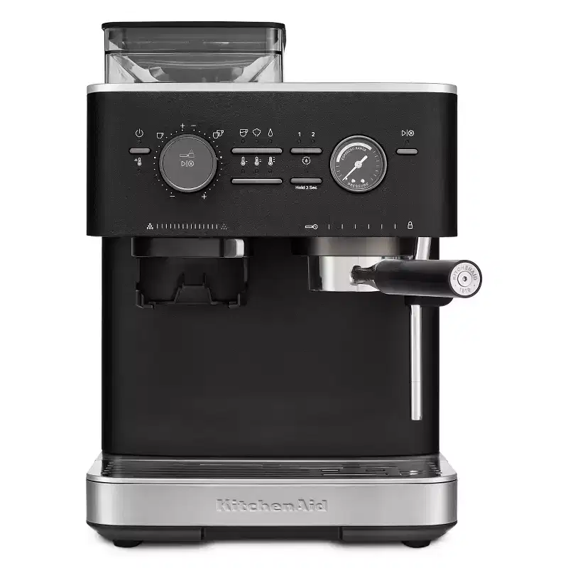 KitchenAid Semi Automatic Espresso Machine with Burr Grinder Cast Iron Black