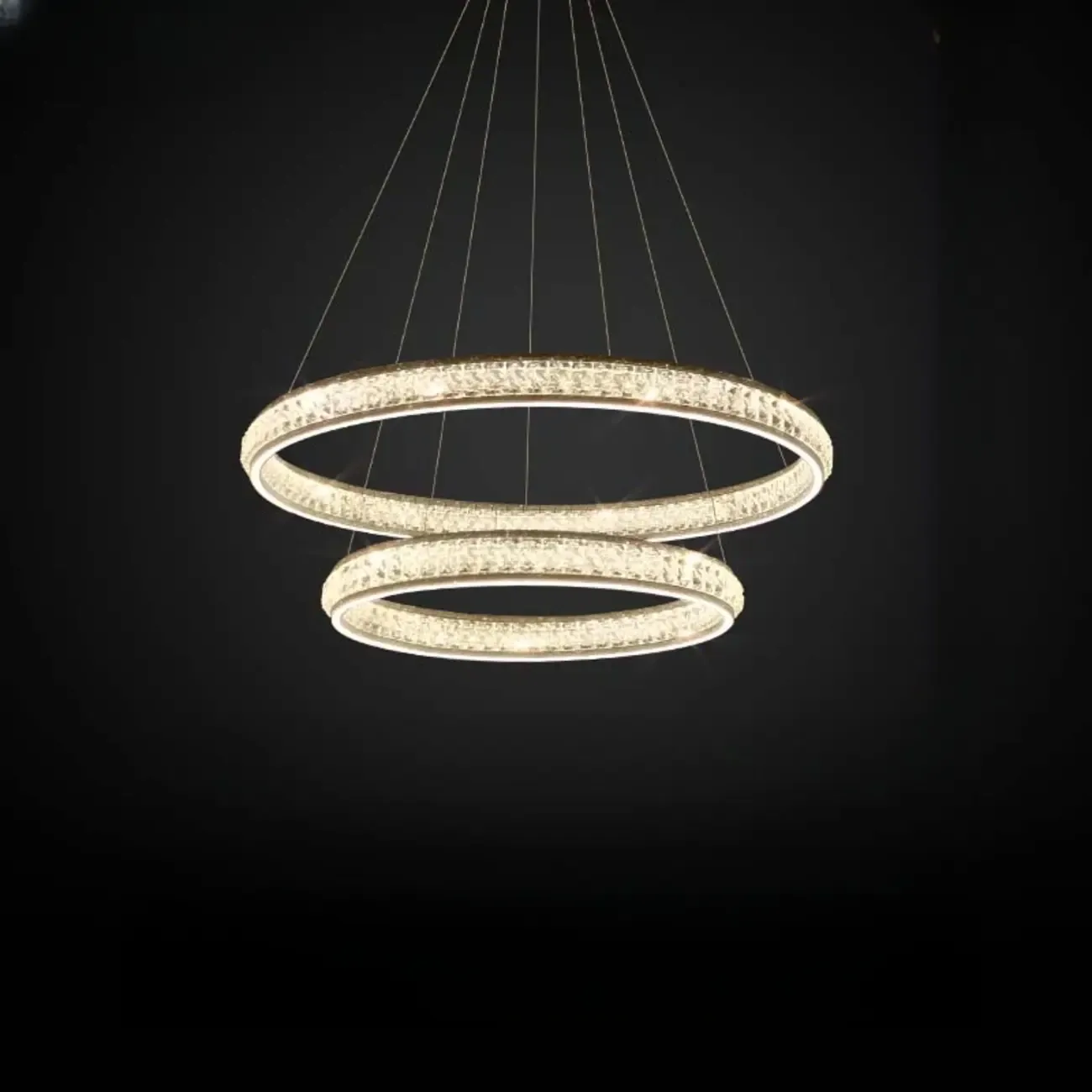 Luxury LED Golden Tiered Ring Crystal Chandelier