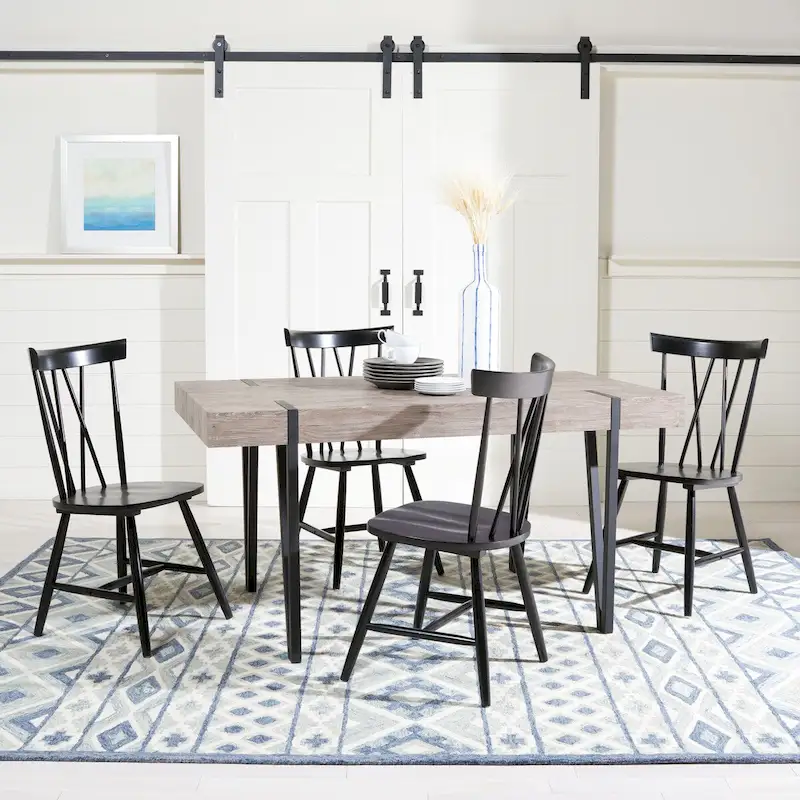 Mid-Century Wood Top Dining Table with Hairpin Legs - 59.1