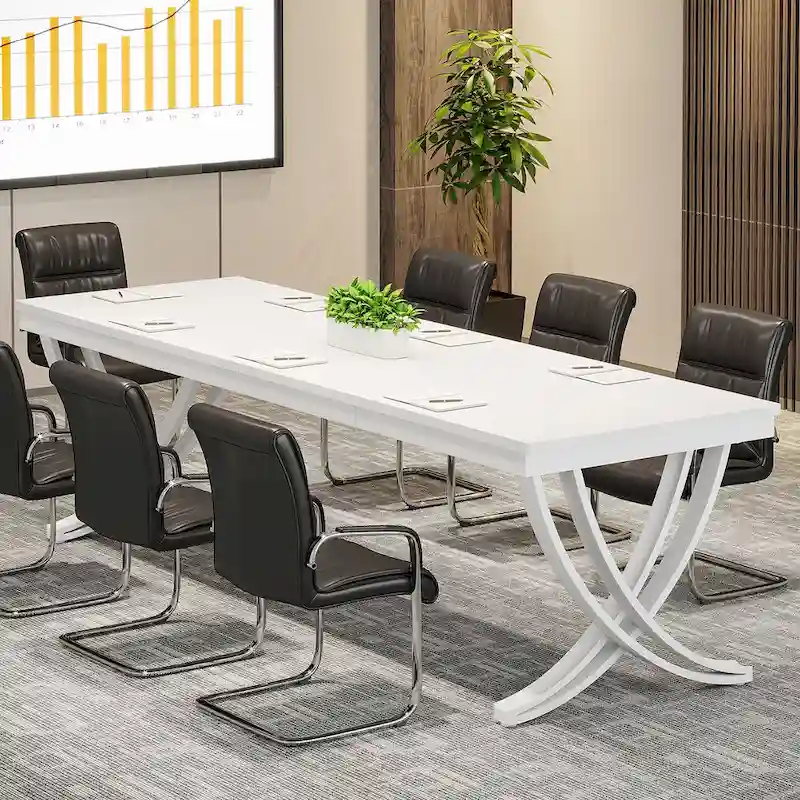 Black Brown / White Rectangular Conference Table – 78 in – 6-8 Person