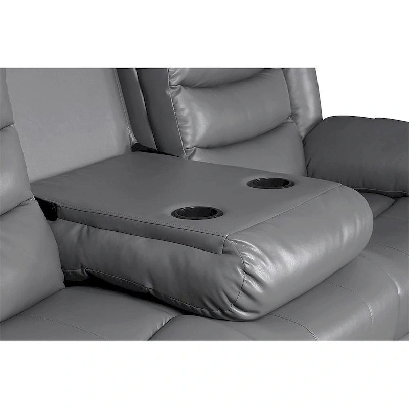 Manual Reclining 3-Piece Living Room Sofa Set - Sofa with Dropdown Table, Loveseat with Console, and Recliner