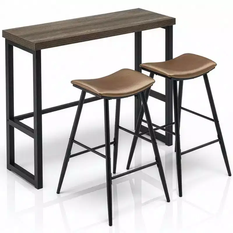 47.24in Modern Counter Height Bar Table and Chairs Set with 2 Stools for Kitchen Dining Table