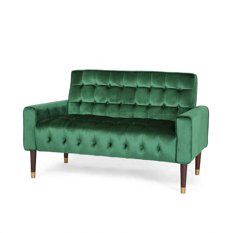 Harnett Tufted Velvet Tapered Leg Loveseat by Christopher Knight Home