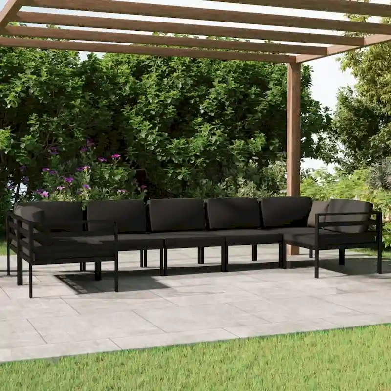 vidaXL Patio Lounge Set Outdoor Sectional Sofa Set Table Aluminum Anthracite - 27.6 x 27.6 x 25.4