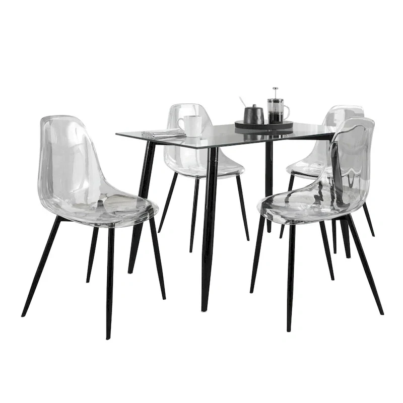 Carson Carrington Barton 5-Piece Clear Acrylic Rectangular Dining Set