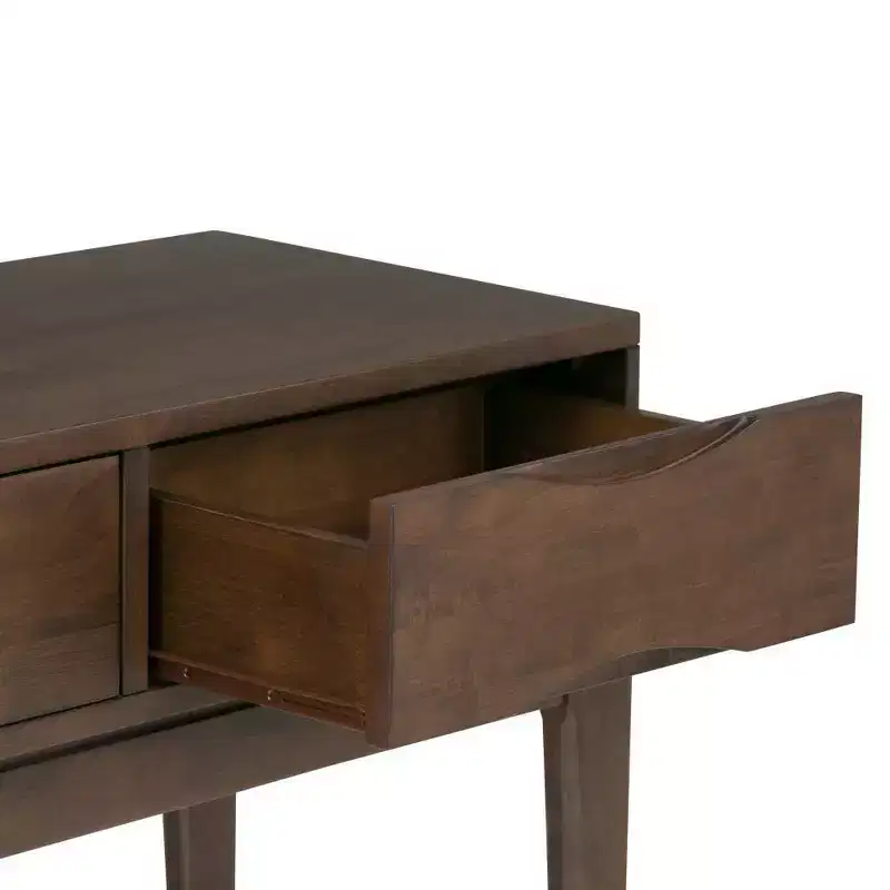 Walnut Brown Console Table with 3 Drawers, Mid-Century Style, for 1
