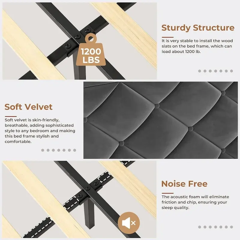 LED Bed Frame with 51.2  Tall Headboard Charging Station