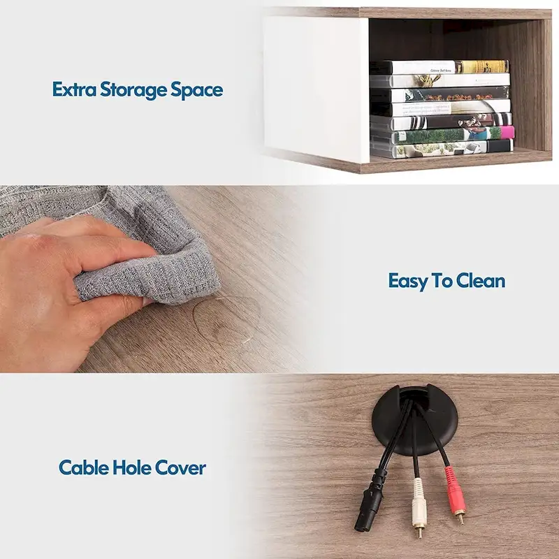 FITUEYES Floating TV Stand Wall Mounted Entertainment Center Media Console Wood Wall TV Shelf, Gray &Creamy White