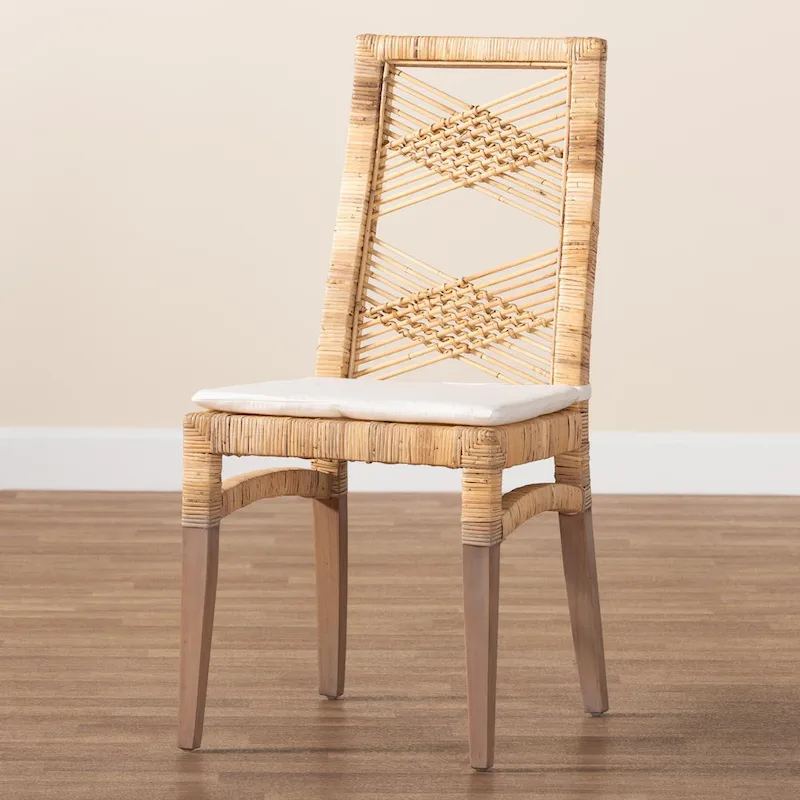 Poltak Modern Bohemian Natural Brown Rattan Dining Chair