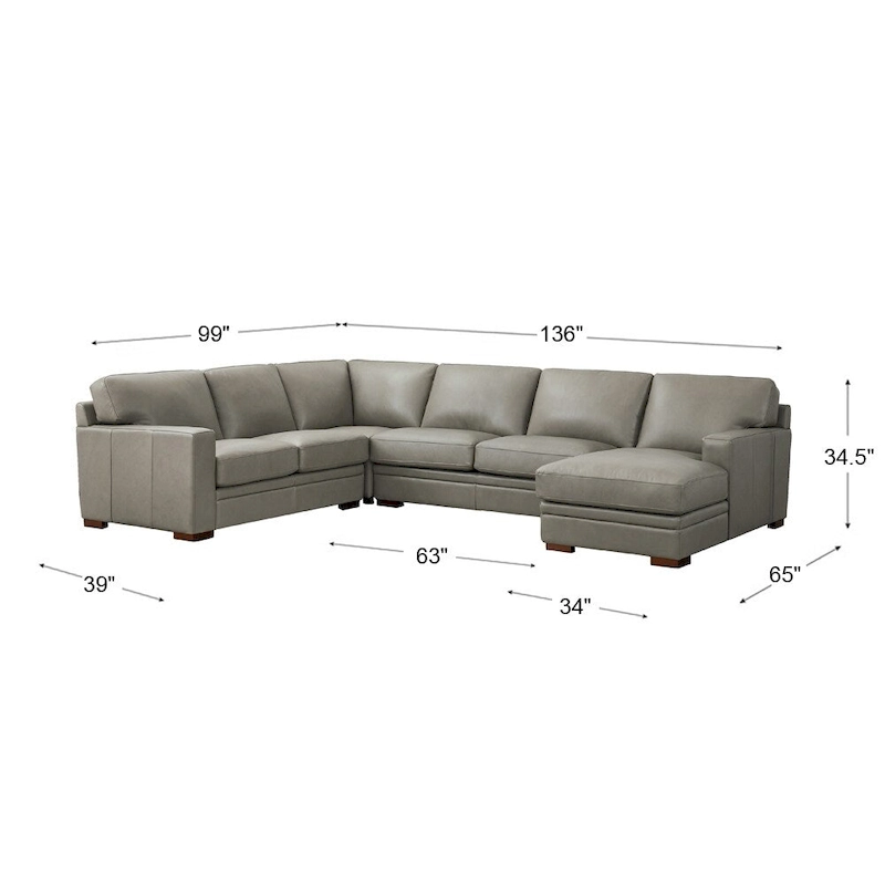 Hydeline Dillon Top Grain Leather Right-Facing Sectional Sofa with Chaise
