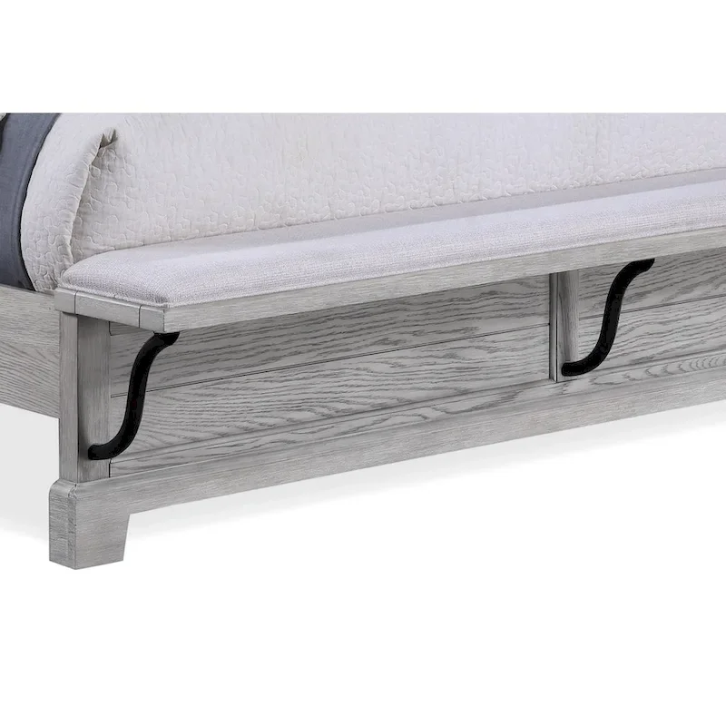Debra 6 Piece Gray Panel Bench Footboard Bedroom Set