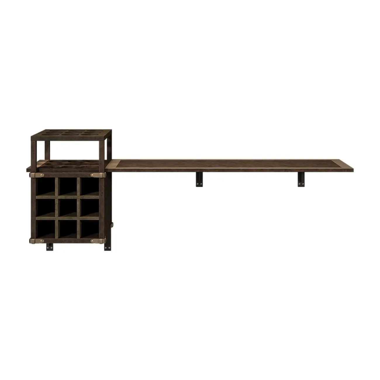 Industrial Wall Mounted Bar Counter with Wine Rack