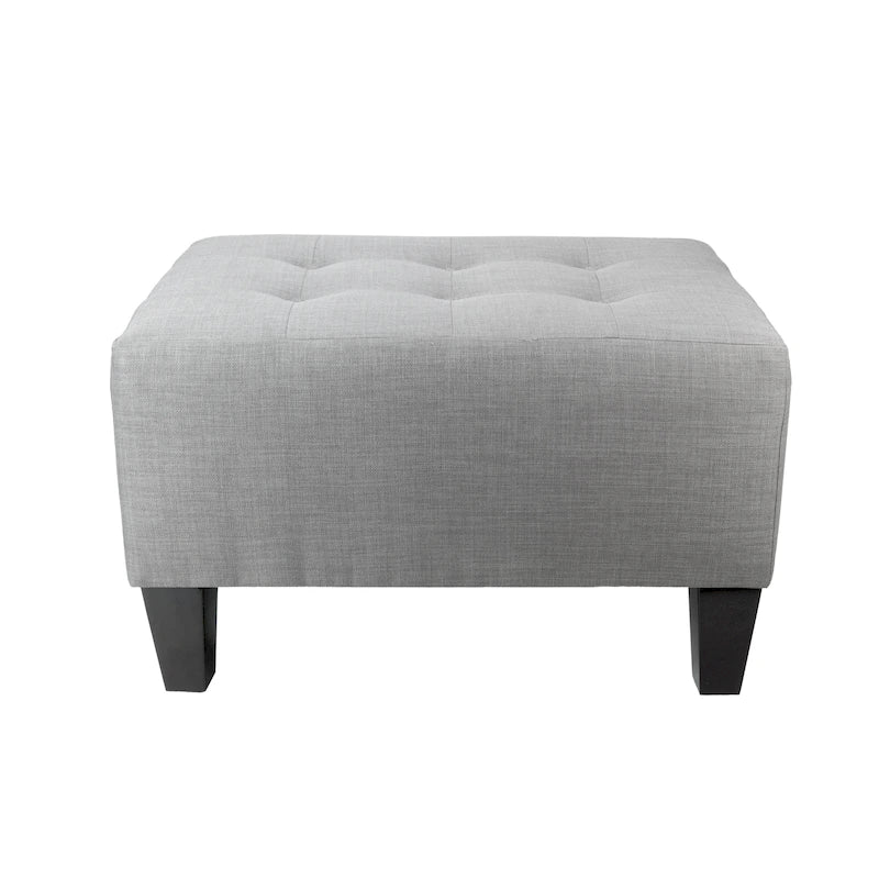 Grey / Black / White / Charcoal Polyester Button-Tufted Square Ottoman with Espresso Legs – 1 Person