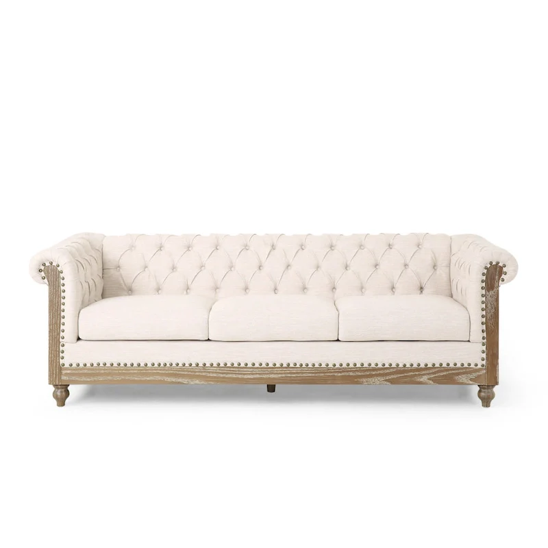 Saragus Chesterfield Sofa with Nailhead Trim by Christopher Knight Home - 85.50 L x 33.25 W x 28.50 H