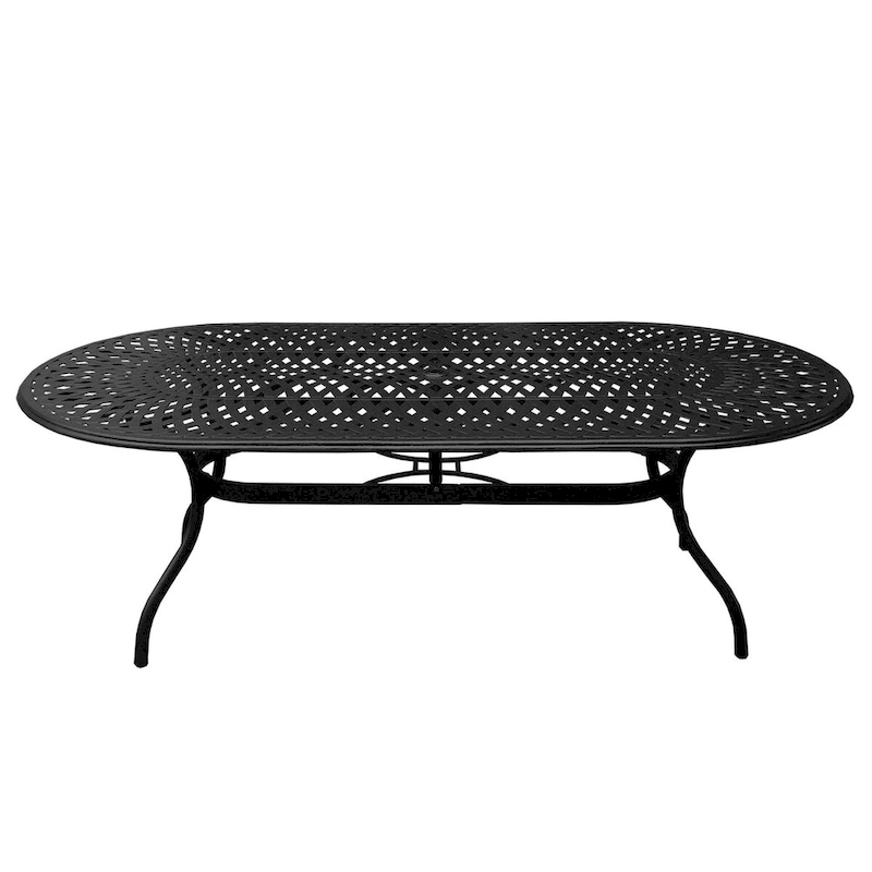 Outdoor Mesh Lattice Aluminum 95 inch Oval Dining Table - N/A