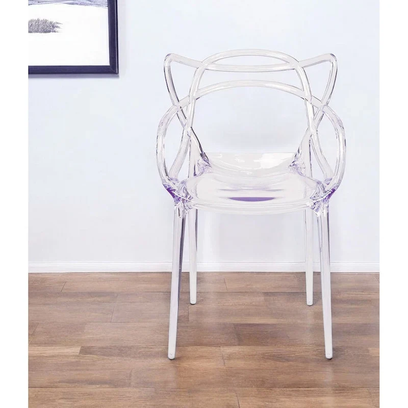 Clear Acrylic Open Back Dining Arm Chair