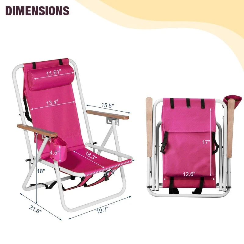 Folding Chair Set of Two with Headrest Cup Holder - 23 x 21.7 x 31.5 in