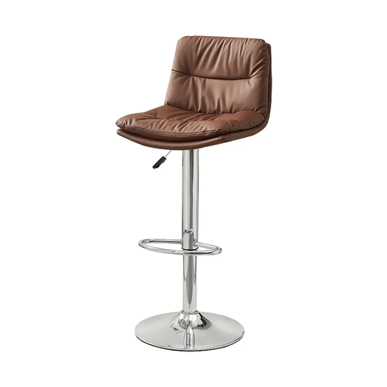 Modern Leather Saddle Swivel Adjustable Bar Stool