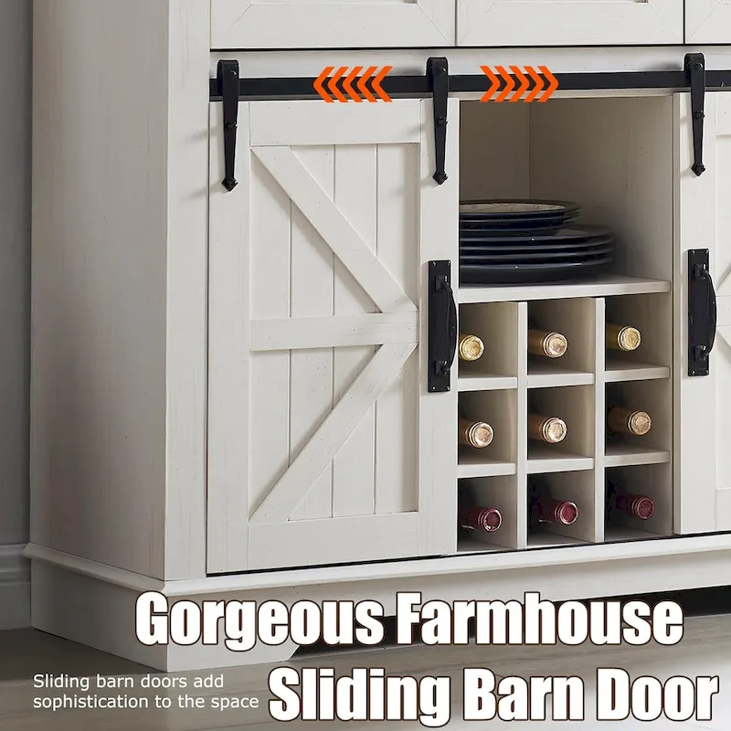 Farmhosue Bar Cabinet, Kitchen Buffet, Coffee Bar Sideboard Table