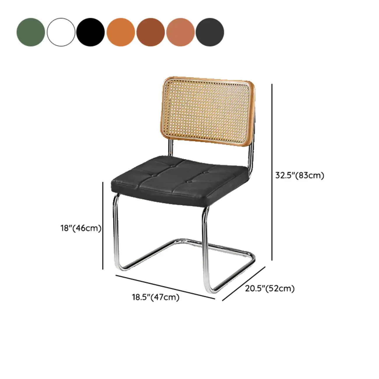 Modern Brown Cantilever Faux Leather Dining Chair Woven Back