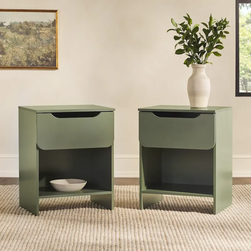 Middlebrook Designs Modern 1-Drawer Nightstand with Cubby (Set of 2)