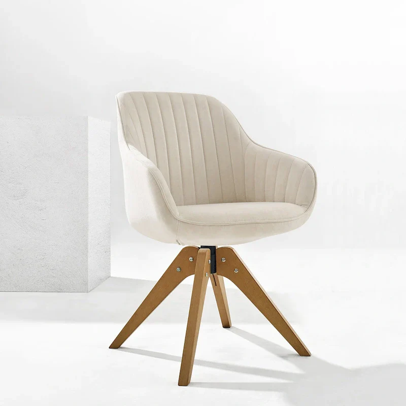 Classical Swivel Office Accent Chair with Wood Legs