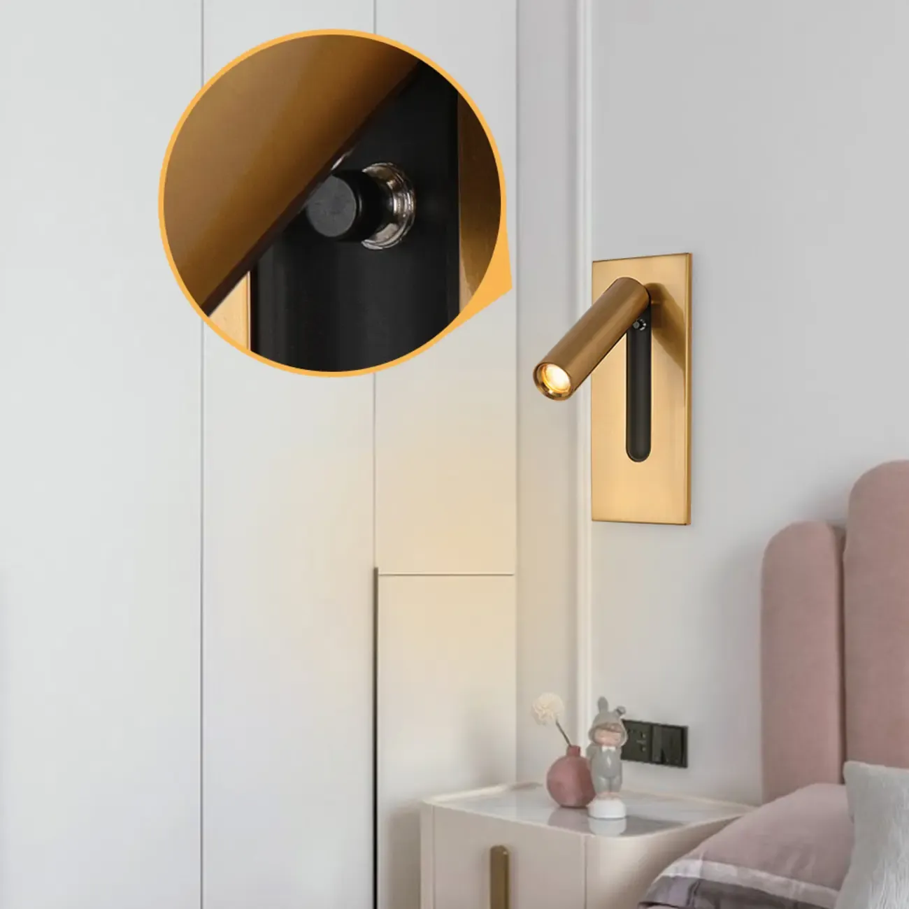 Modern Rotatable Metal Bedside LED Reading Wall Sconce