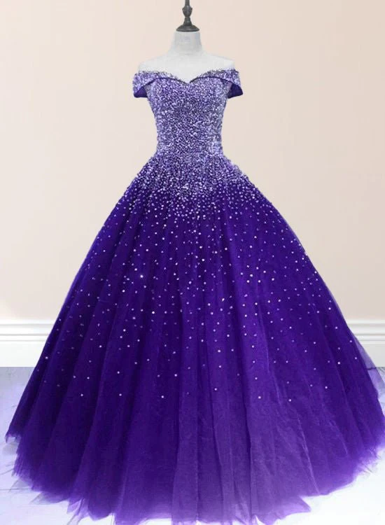 Emerald Green Off The Shoulder Tulle Quinceanera Dresses With Beadings