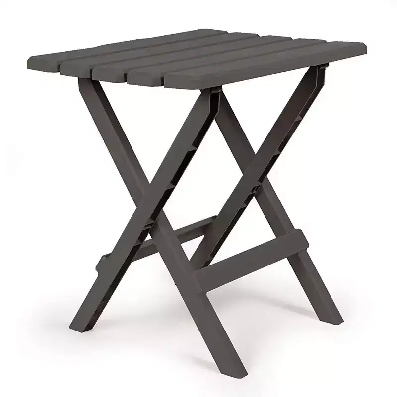 Camco Large Adirondack Weatherproof, Portable and Folding Furniture Table Ideal for Beach, Camping, Picnics, Cookouts, and More, Charcoal (2 Pack)