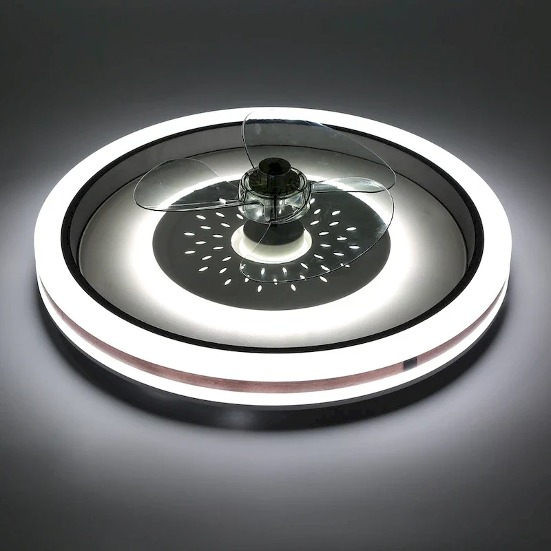 Cusp Barn 19-inch Modern Low Profile Smart Ceiling Fan with Lights and APP Remote Control Flush Mount Dimmable LED Ceiling Light