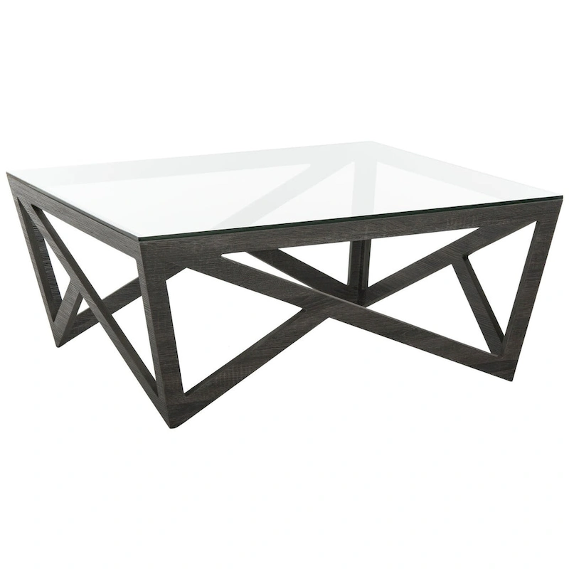 SAFAVIEH Annmarie Mid-Century Glass Top Coffee Table - 33.5 x 33.5 x 14.5 - 34Wx34Dx15H