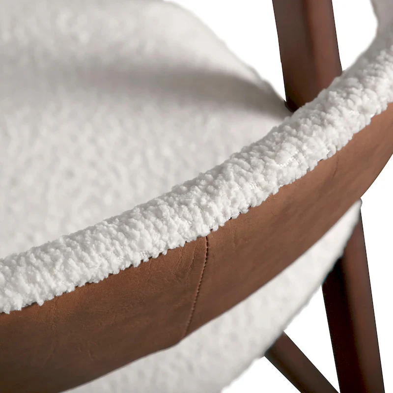 Furniture of America Shaw Mid-century Boucle Wood Dining Chairs (Set of 2)