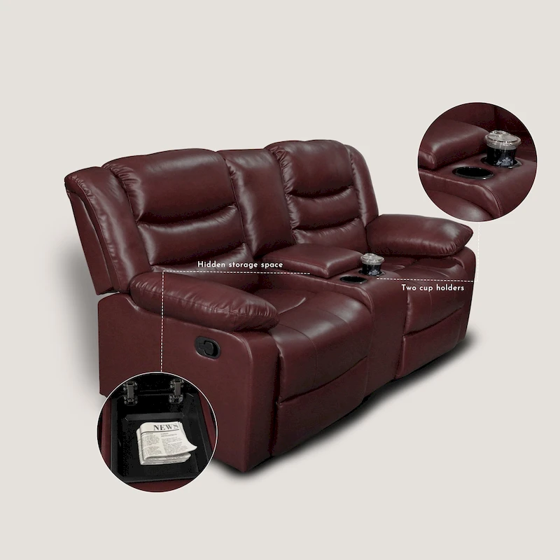Manual Reclining 3-Piece Living Room Sofa Set - Sofa with Dropdown Table, Loveseat with Console, and Recliner