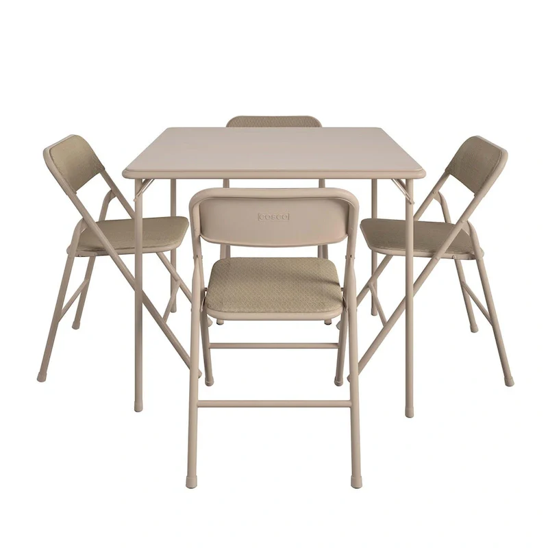 COSCO 5-Piece Folding Vinyl Table and Fabric Chair Set - 5 piece