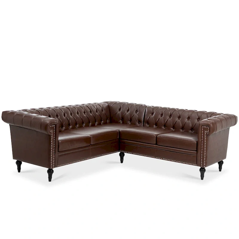 L-Shaped Sectional Sofa with PU Leather Upholstery