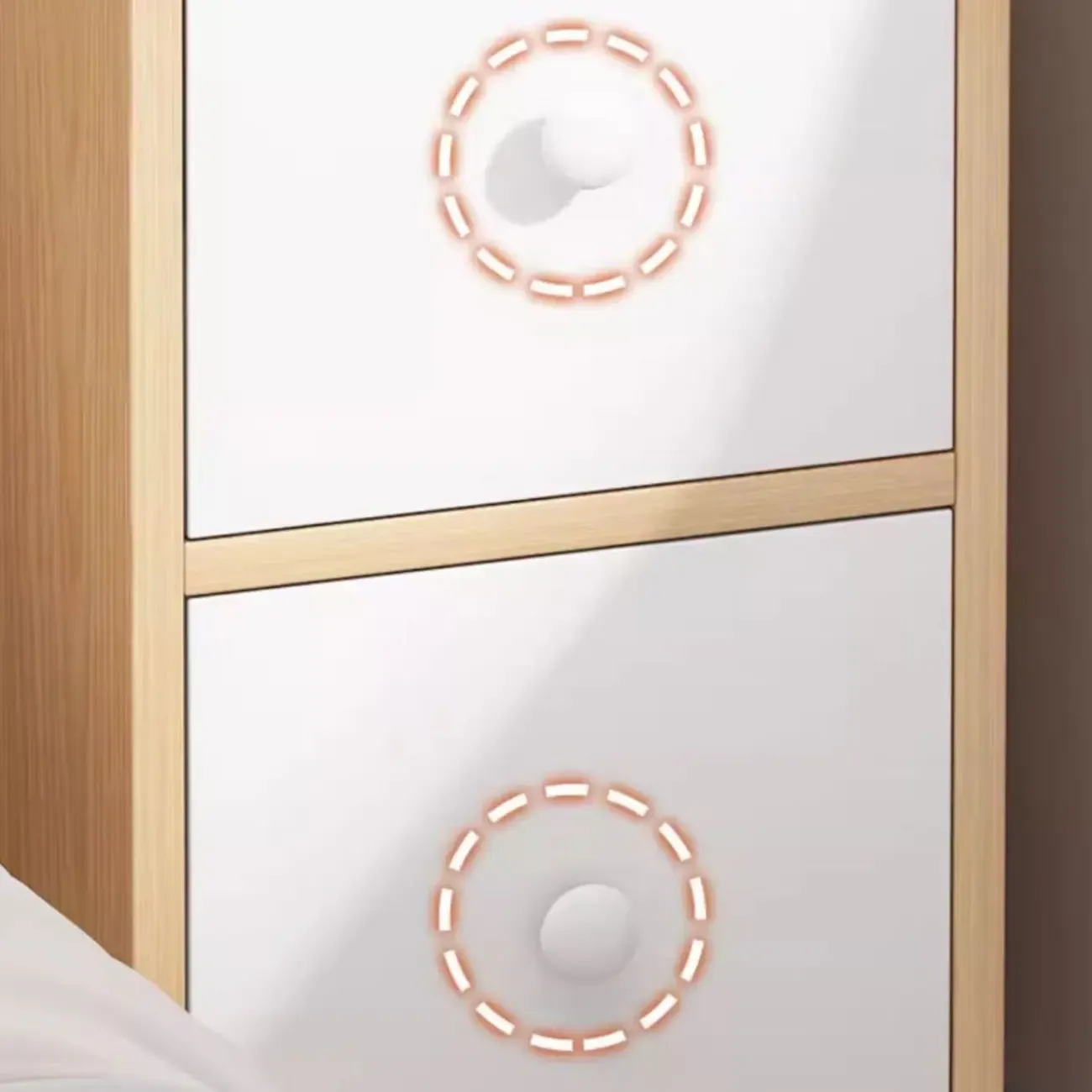 Natural Finish Casual Engineered Wood 3 Drawer Nightstand