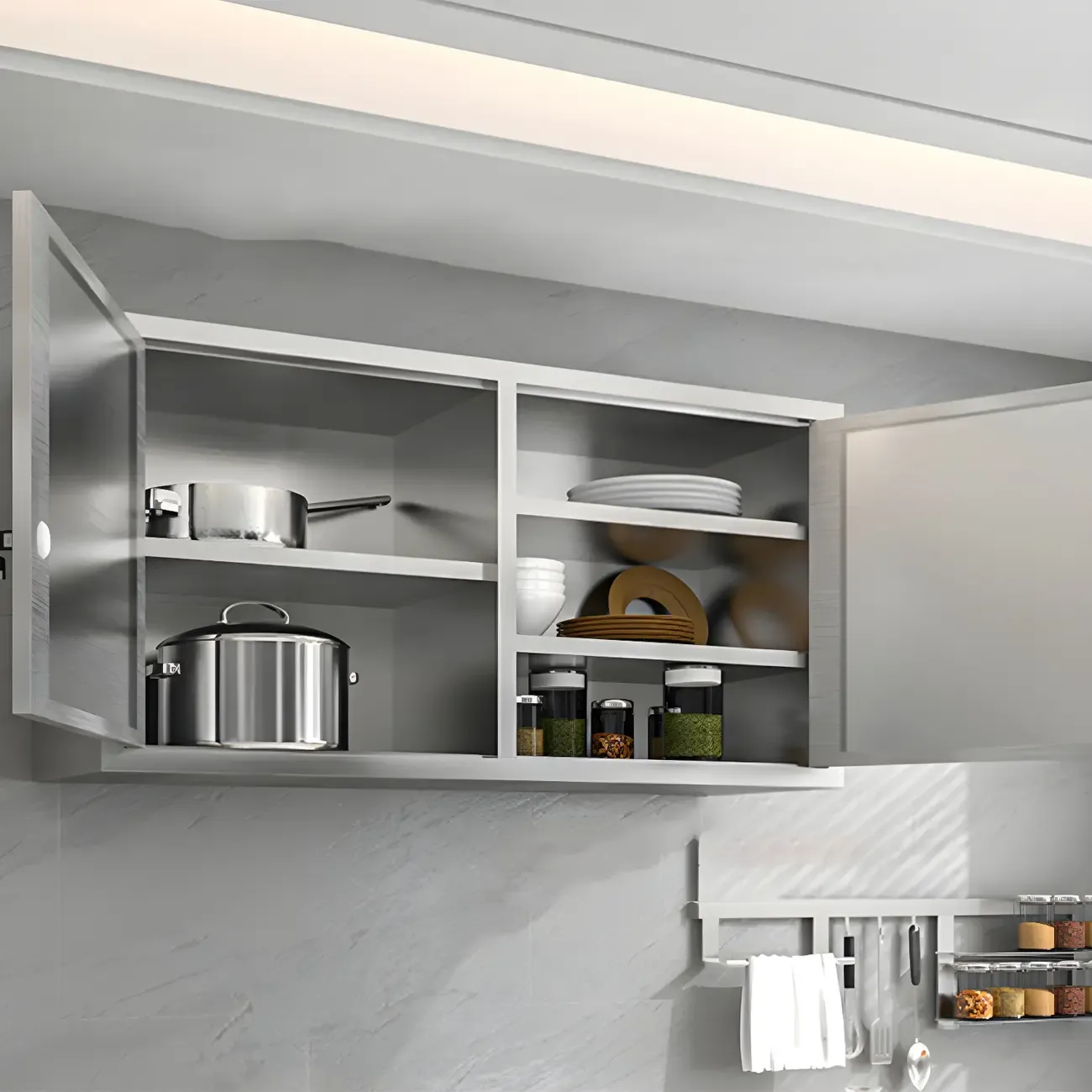 Adjustable Stainless Steel Wall-Mounted China Cabinet