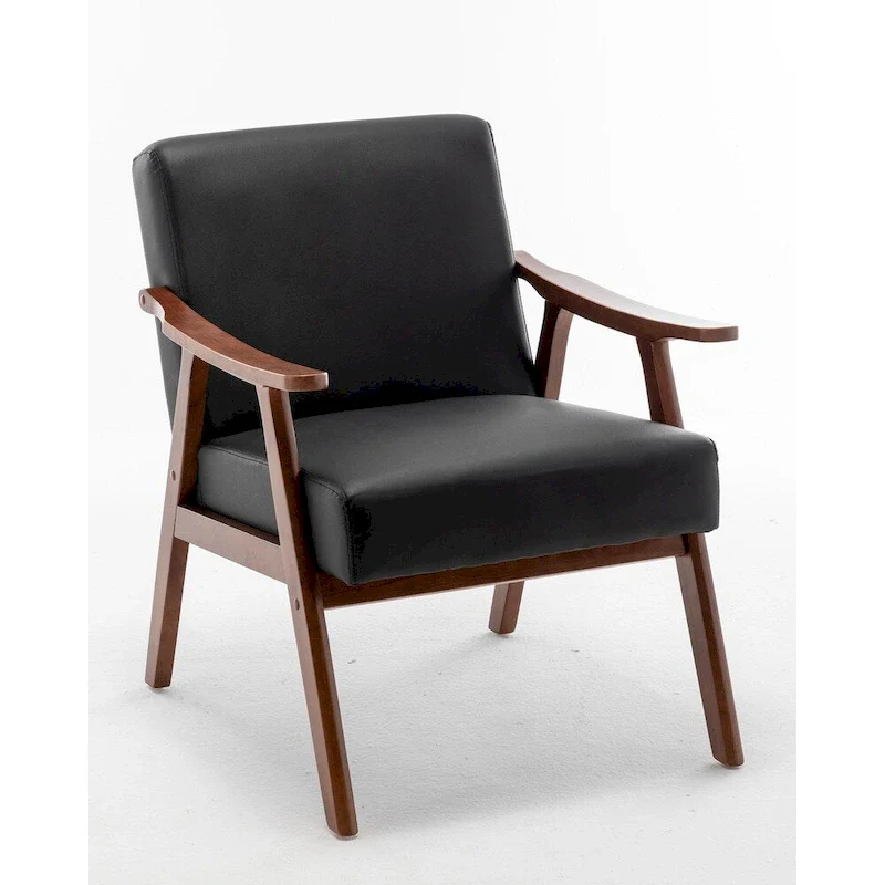 Extra-Thick Backrest Accent Chair with Solid Wood Frame
