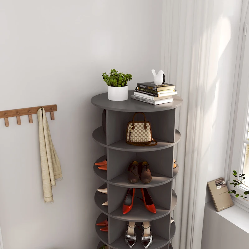 360Rotating Shoe Cabinet 6 layers Holds Up to 24 Paris of Shoes