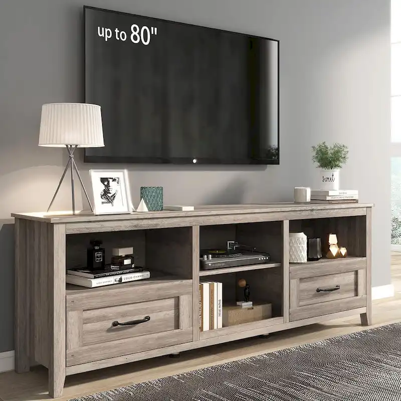 WESOME 70 Fireplace TV Stand Entertainment Center with 18 Electric Fireplace